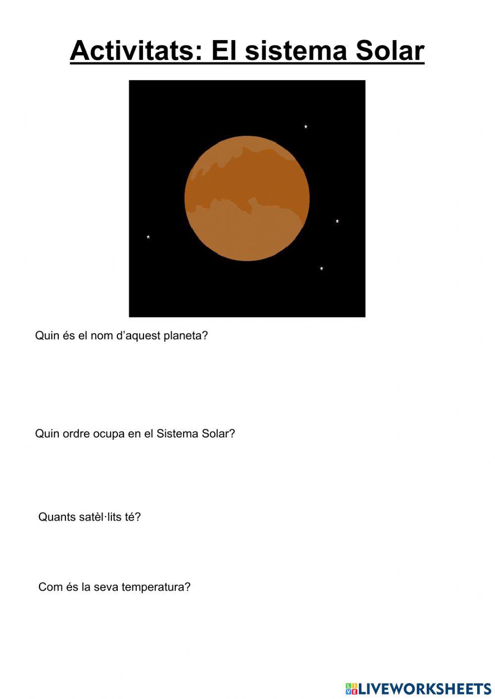 Activitats planetes sistema solar