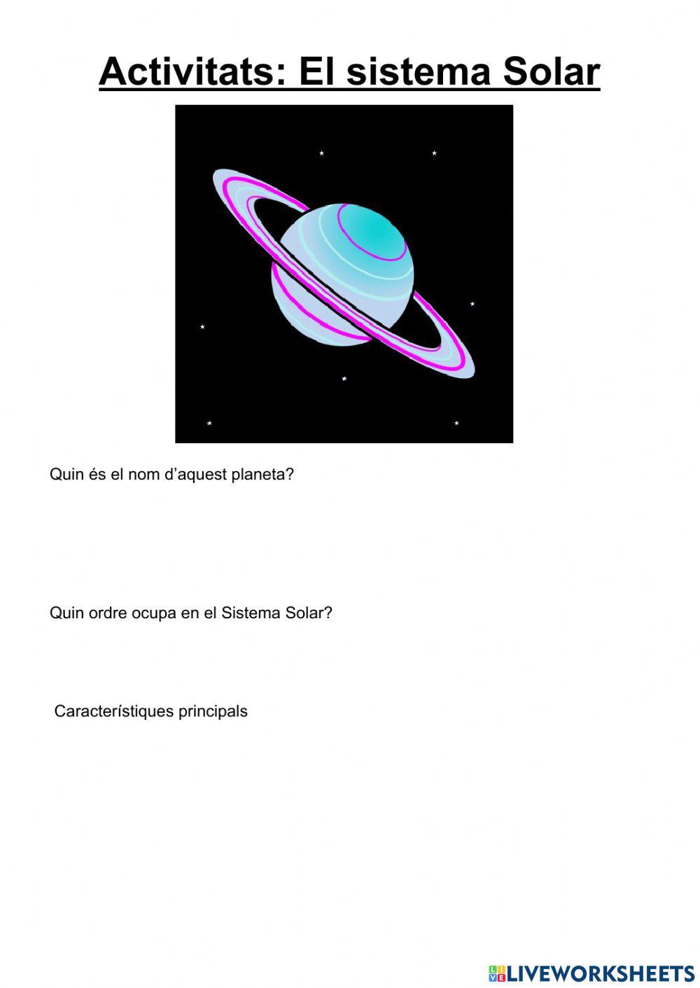 Activitats planetes sistema solar