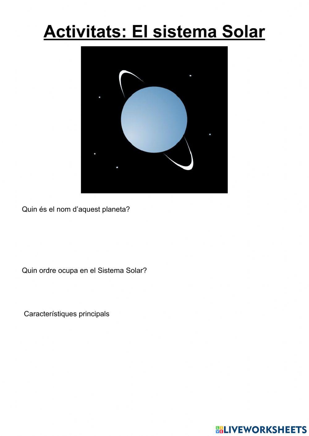 Activitats planetes sistema solar