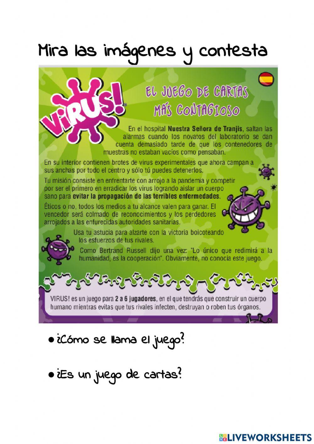 Instrucciones juego virus worksheet live worksheets