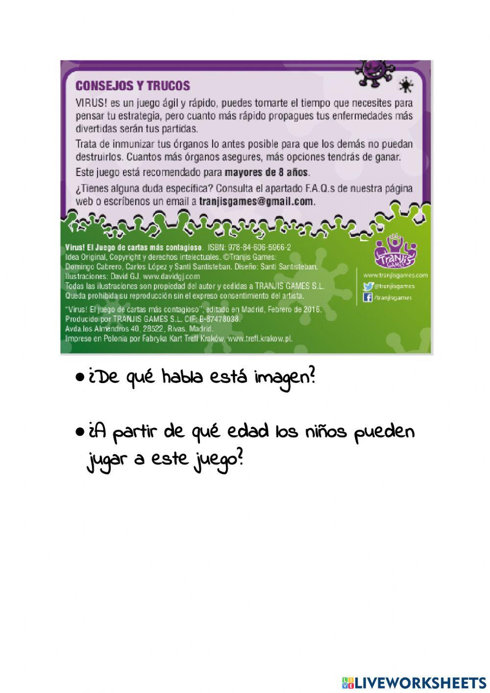 Instrucciones juego virus