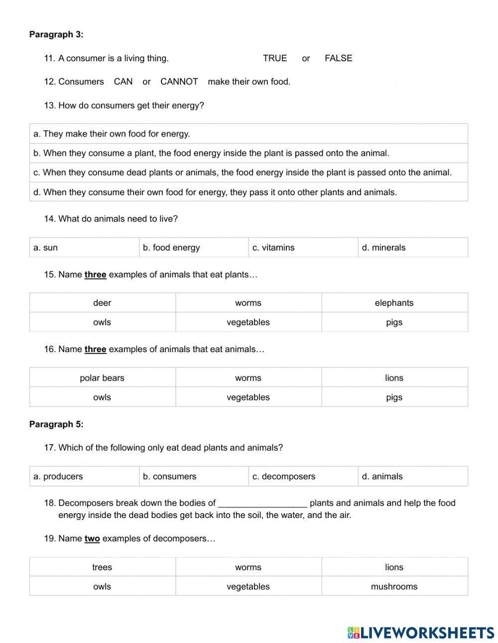SOL 4.3 Producers, Consumers, Decomposers
