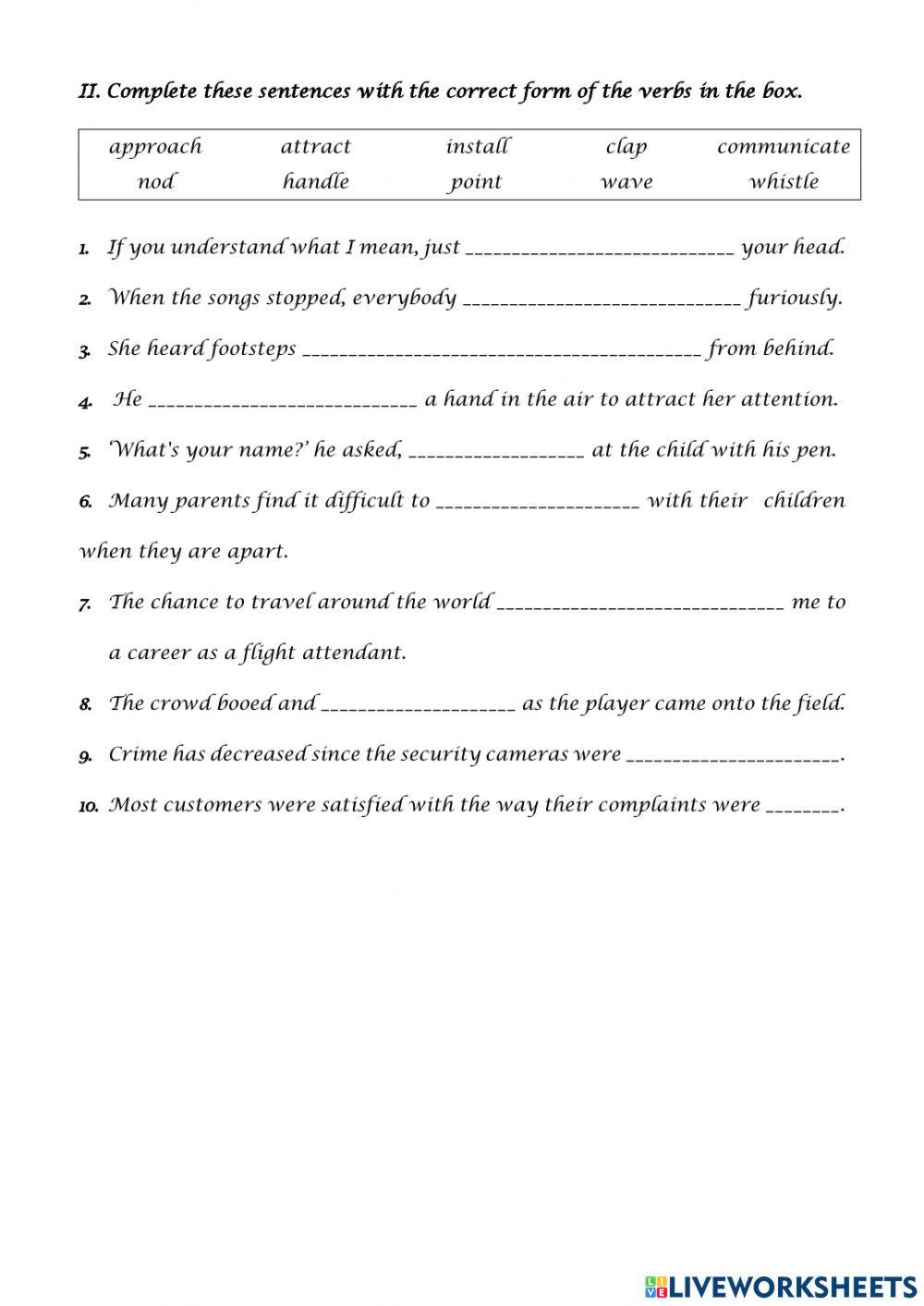 Grade 12 - Unit 3 - Practice worksheet