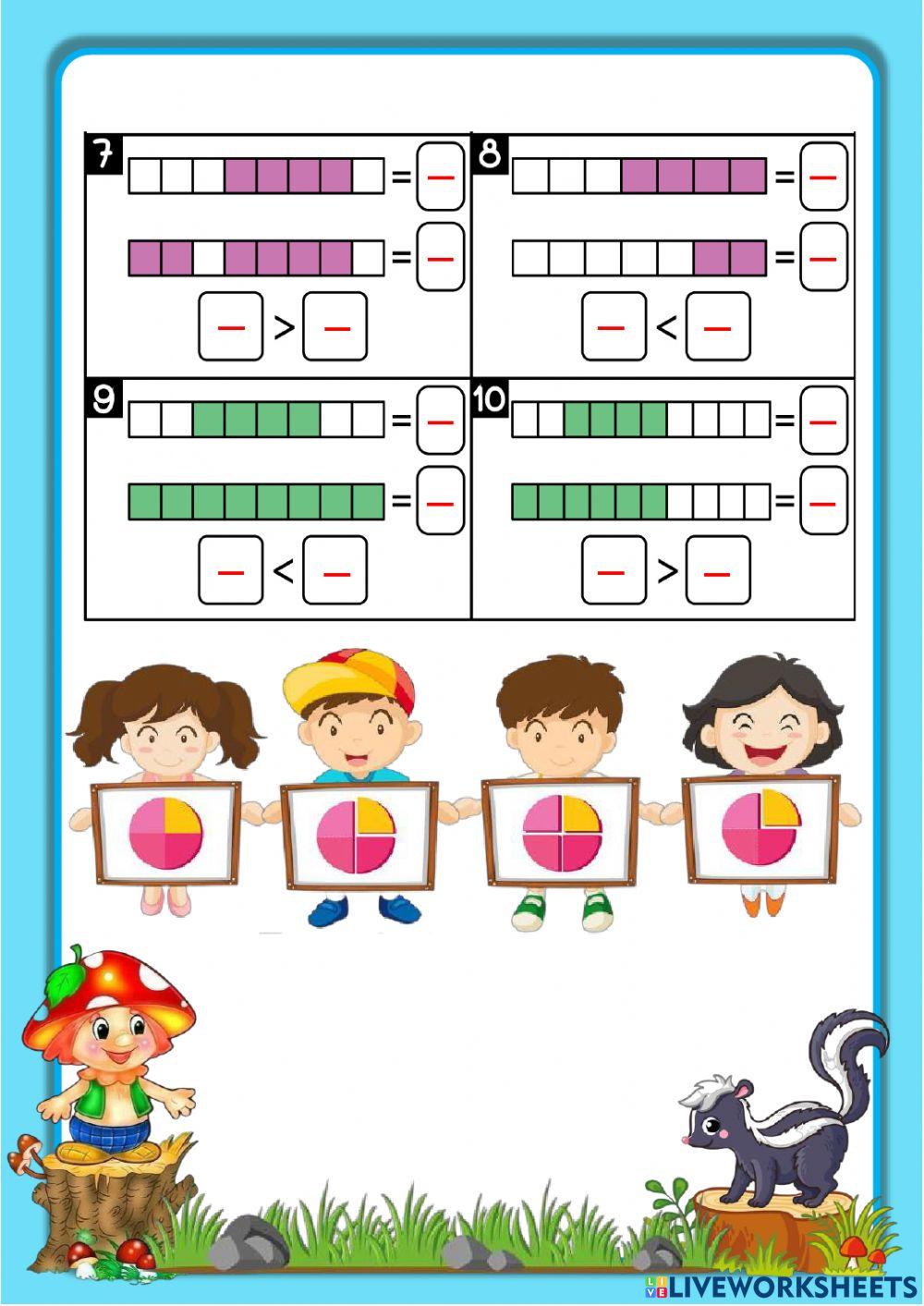 การเปรียบเทียบเศษส่วนที่มีตัวส่วนเท่ากัน