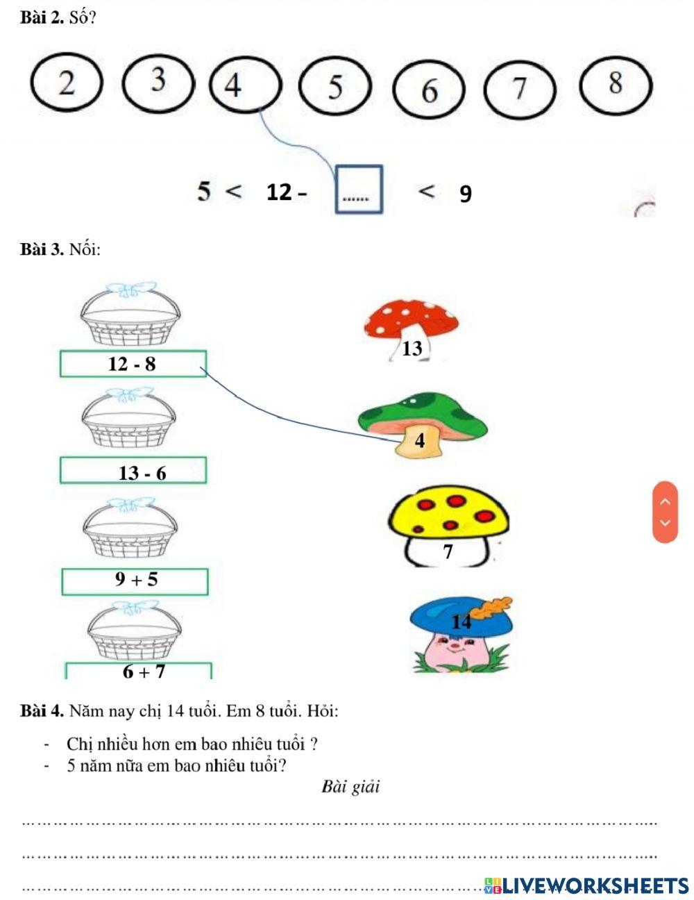 Ôn tập giữa học kì 1 - lớp 2