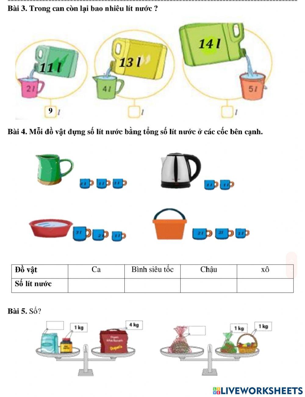 Ôn tập giữa học kì 1 - lớp 2
