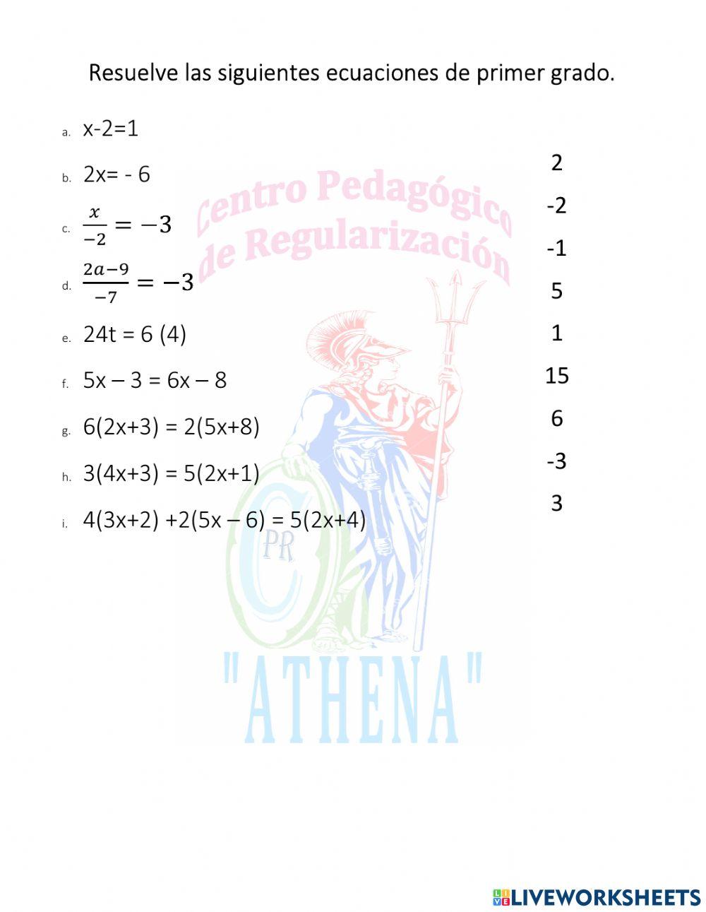 Ecuaciones de primer grado