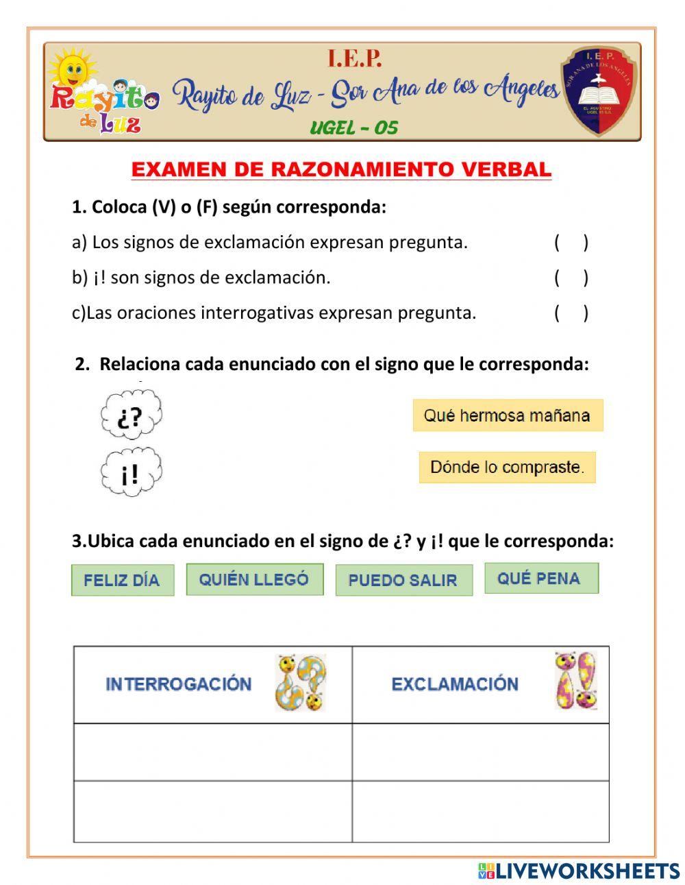 Examen de Razonamiento Verbal