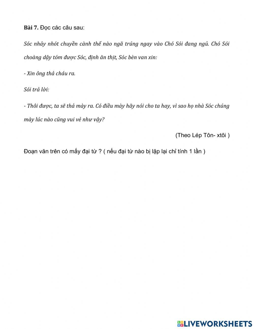 Ôn tập về Đại từ