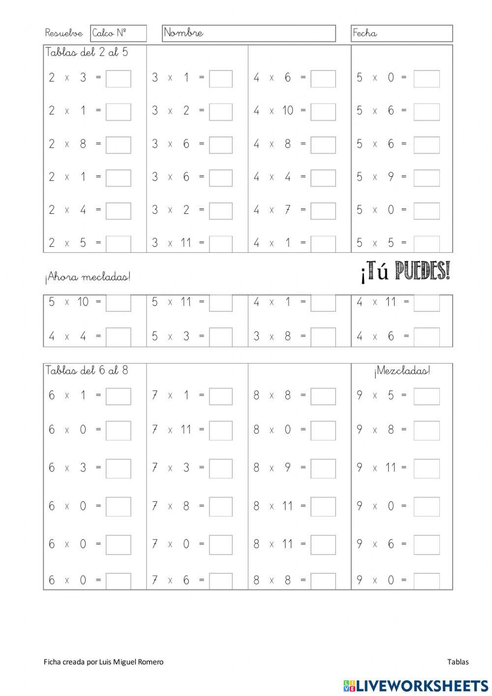 Control de tablas 3 Control de tablas 3