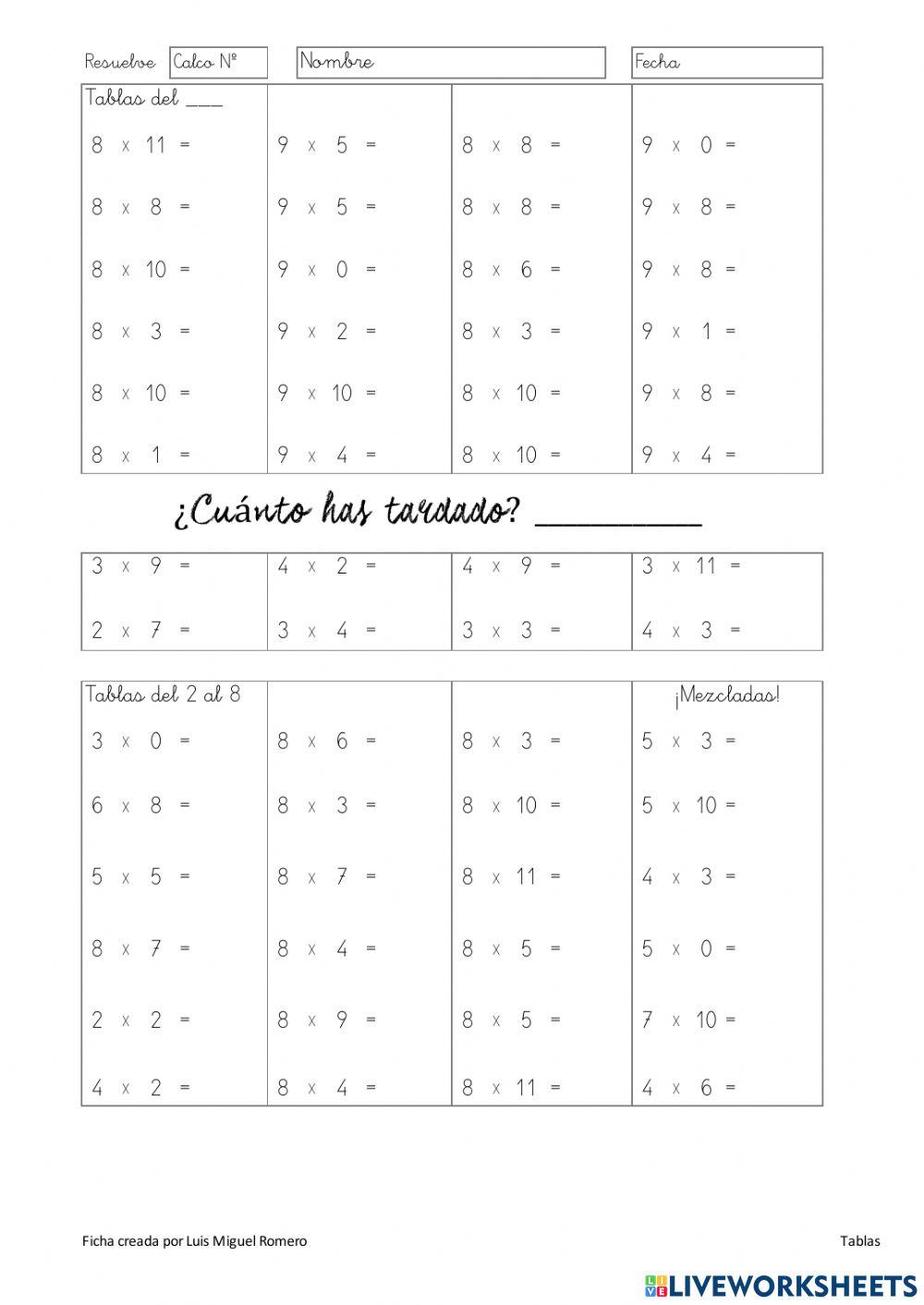 Control de tablas 3 Control de tablas 3