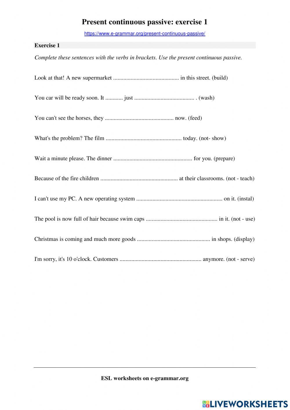 Present Continuous Passive