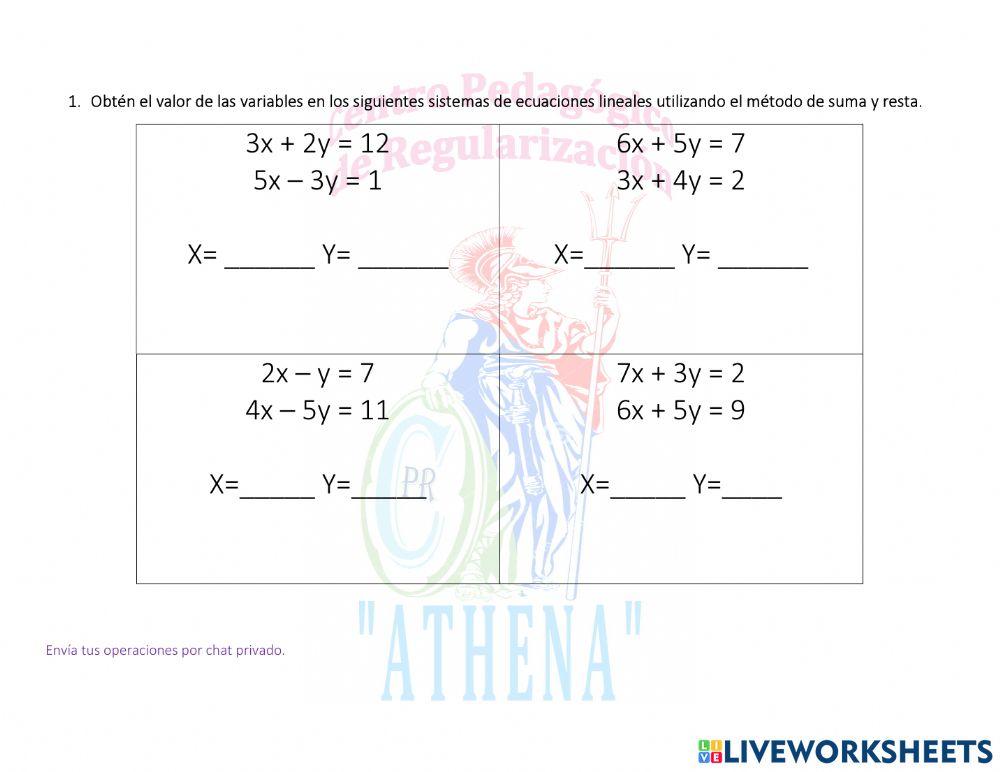 Sistema de ecuaciones lineales, Suma y resta