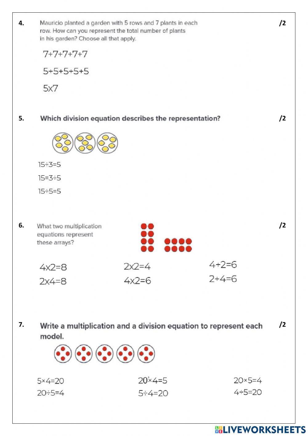 Grade 3 MATH QUIZ 3
