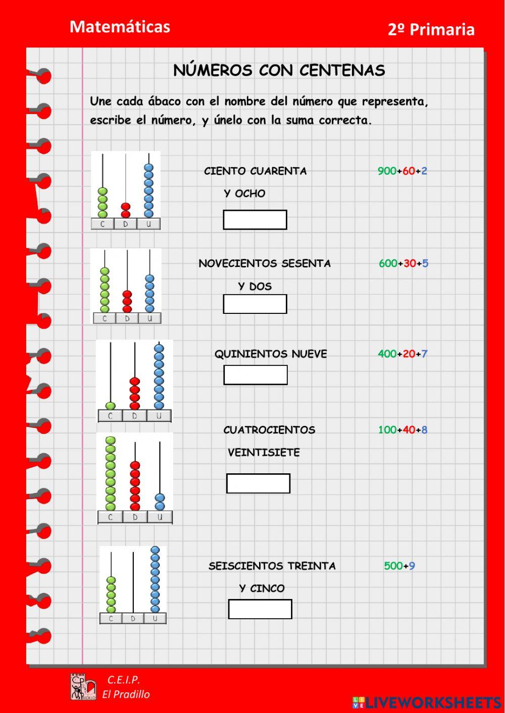 Números 3 cifras y descomposición