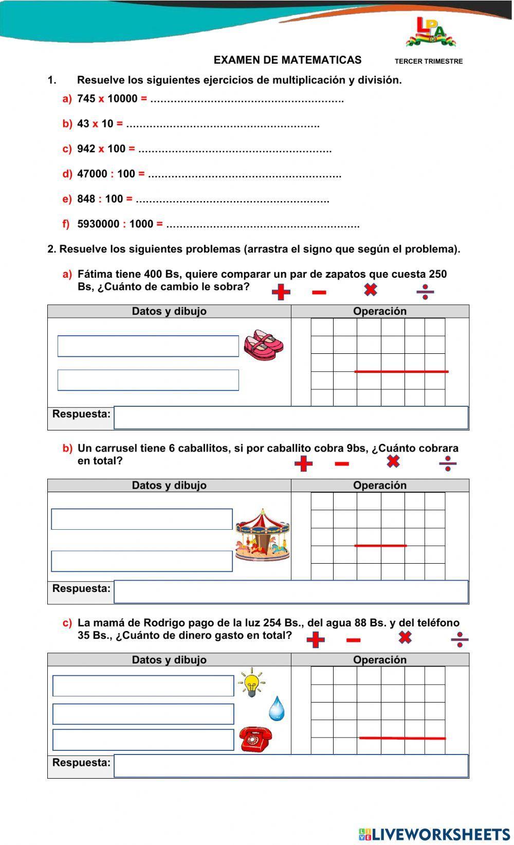 Evaluación Matemáticas