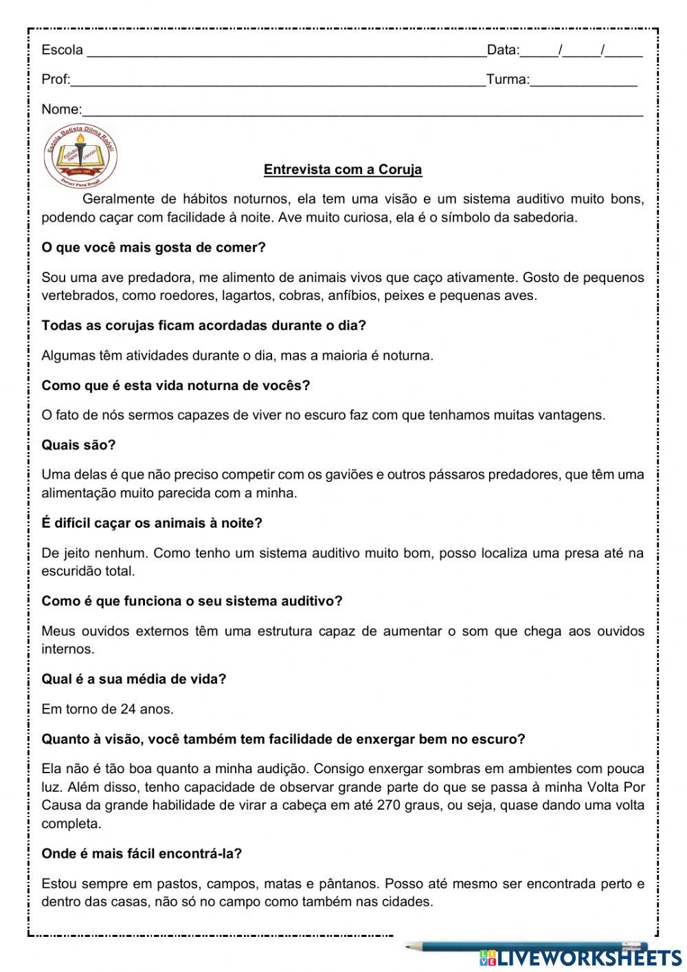 Exercicio de lingua portuguesa