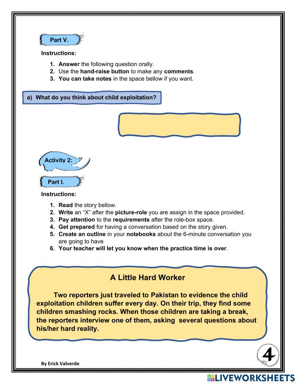 Erick's Speaking Club: Child Exploitation