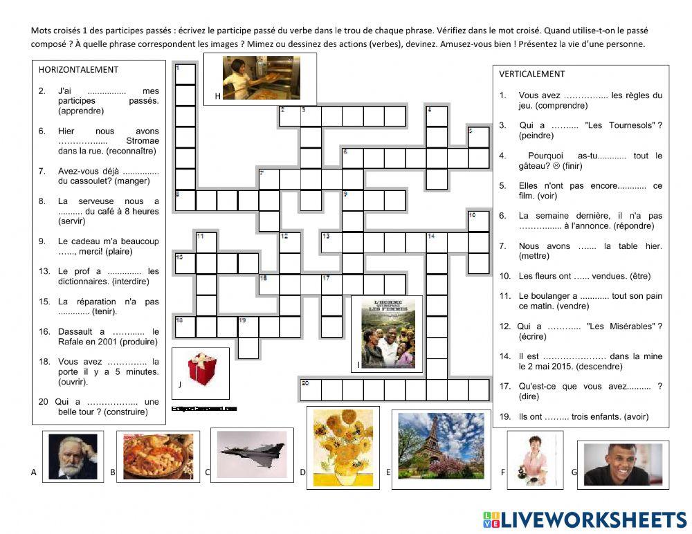 Participes des verbes au passé composé