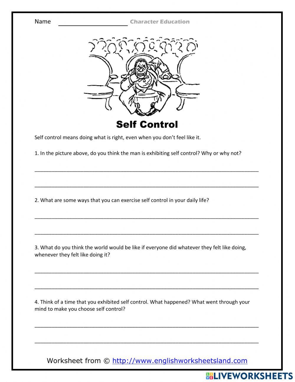 Self Control online exercise for Live Worksheets