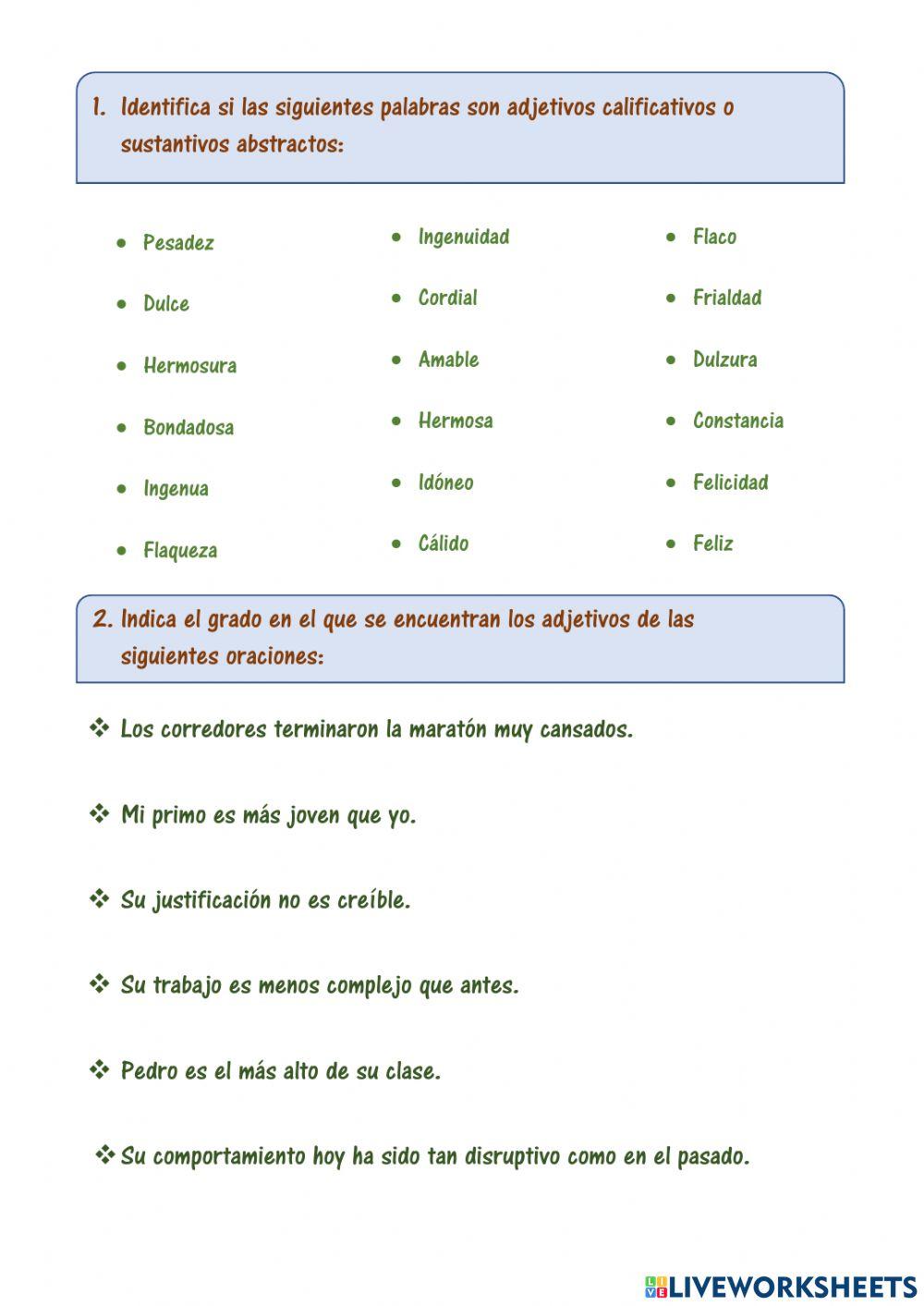 Adjetivos calificativos