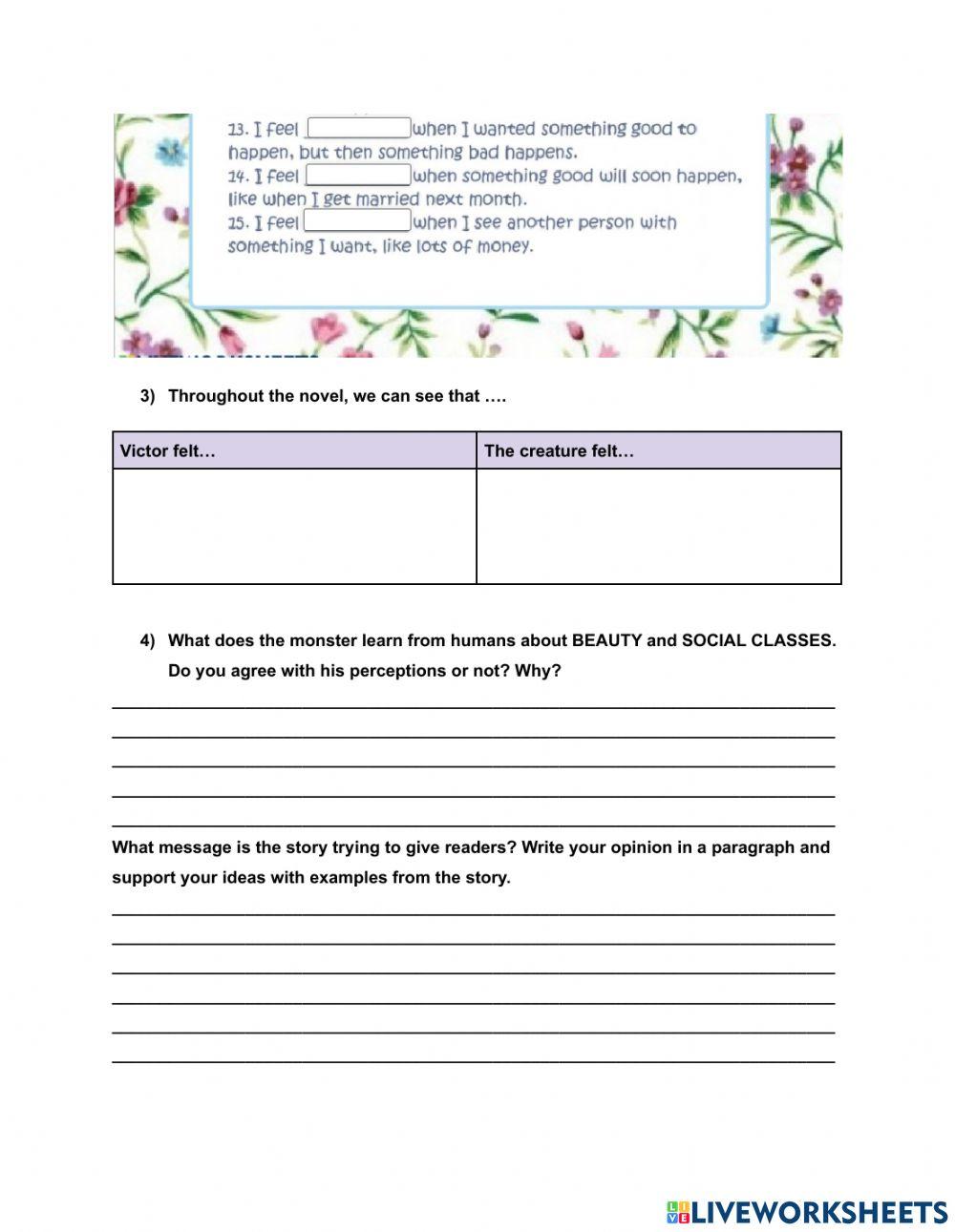 Frankenstein and emotions