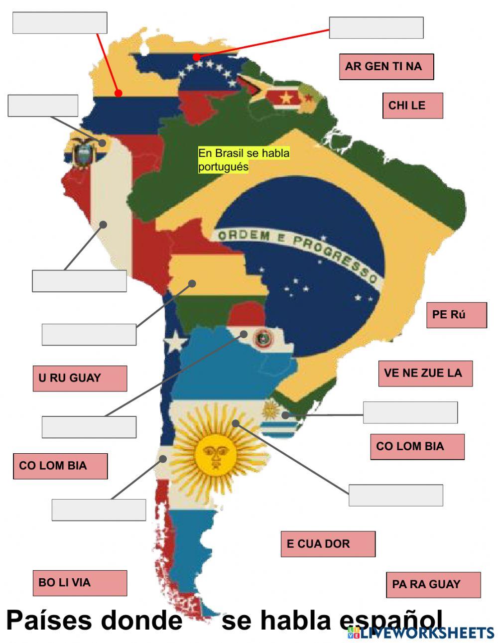 Sudamérica: Países donde se habla español