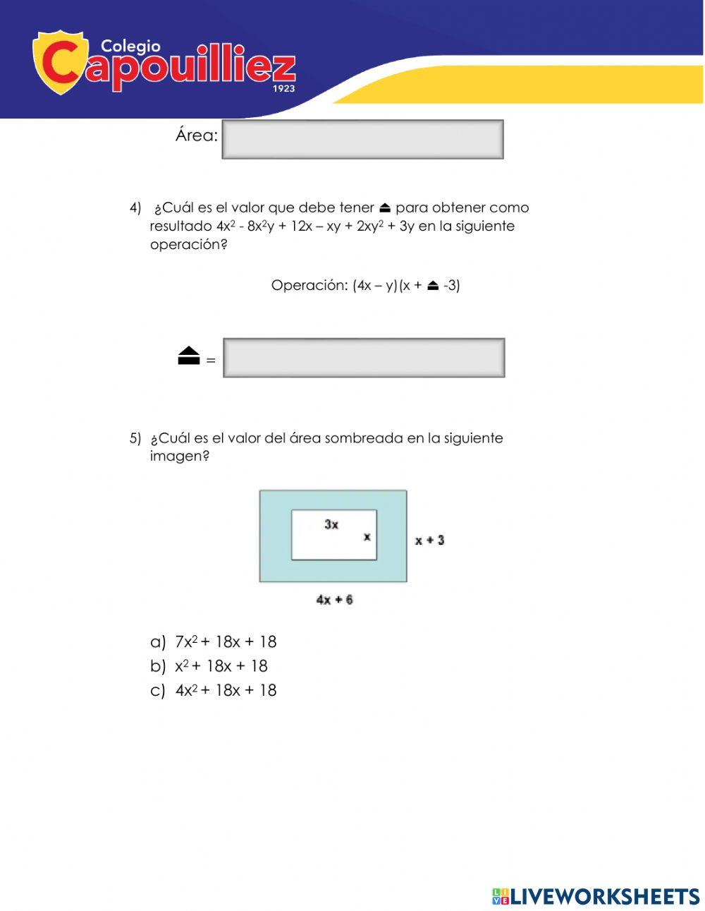 Operaciones entre polinomios