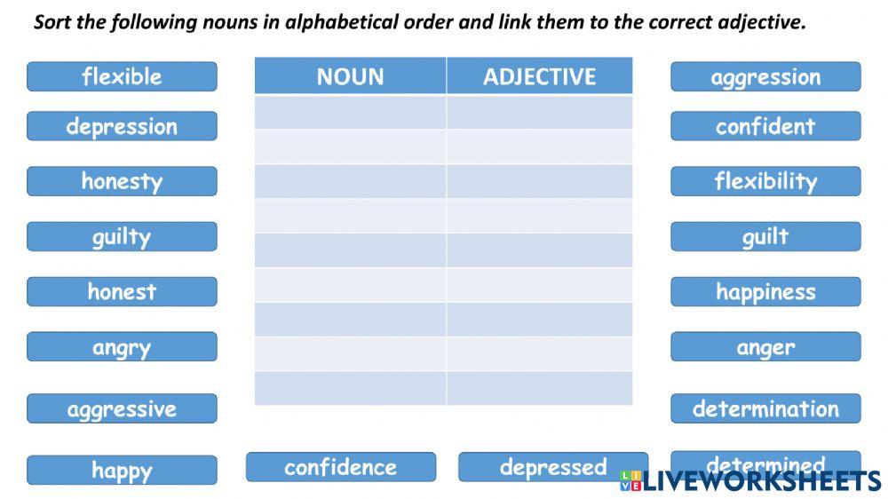 Nouns and adjectives
