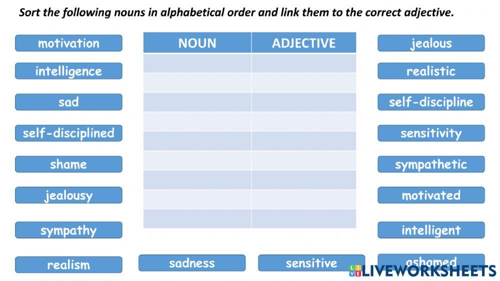 Nouns and adjectives
