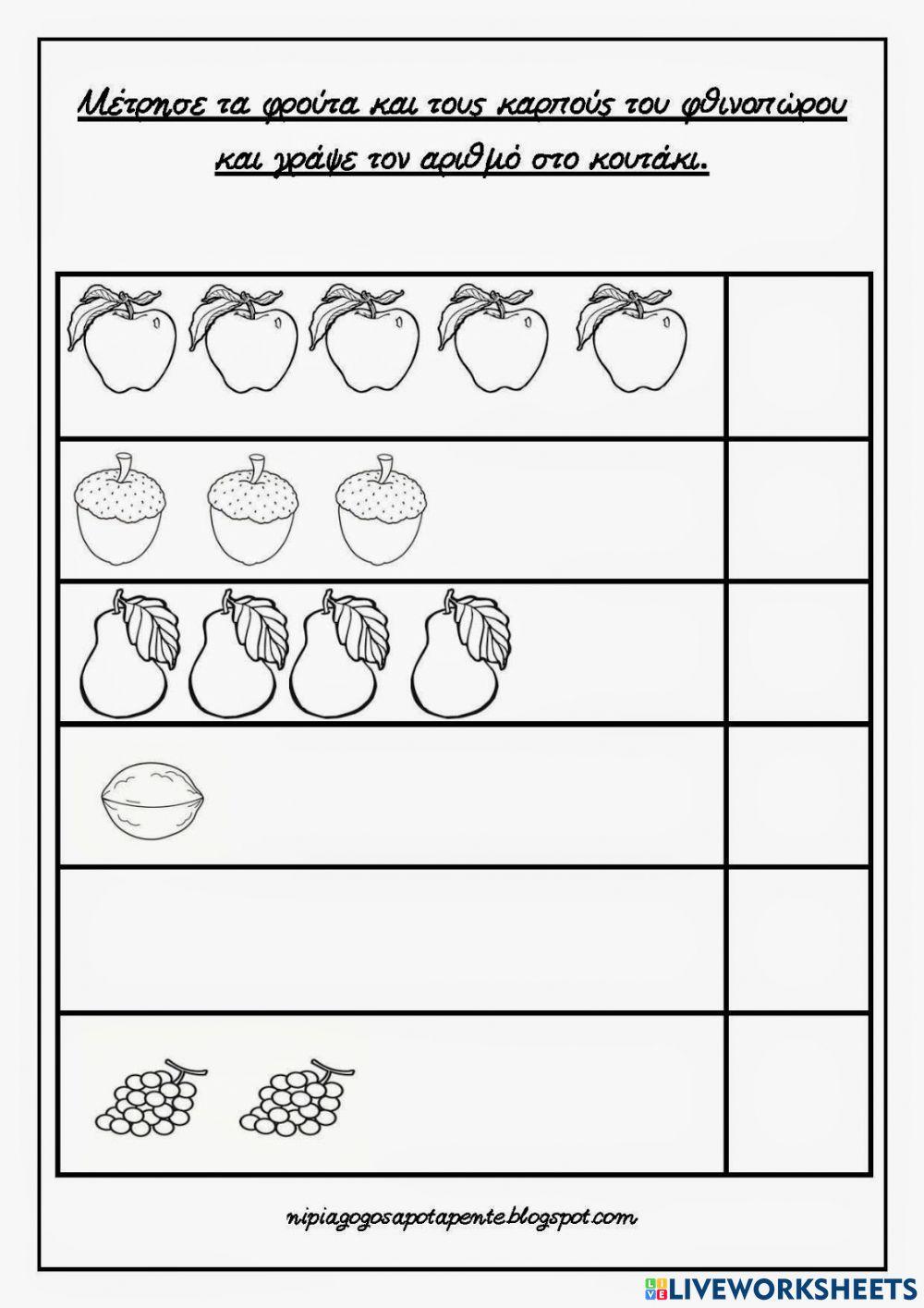 Μετρησε τα φρουτα και τους καρπους
