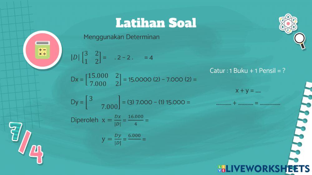 Latihan soal determinan 2x2