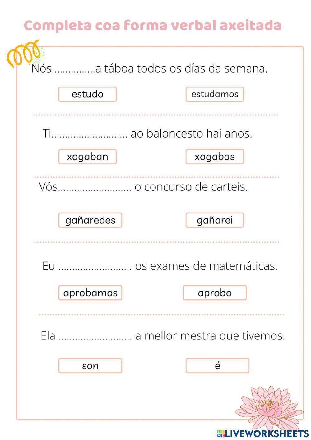 Pronomes persoais e verbos Pronomes persoais e verbos