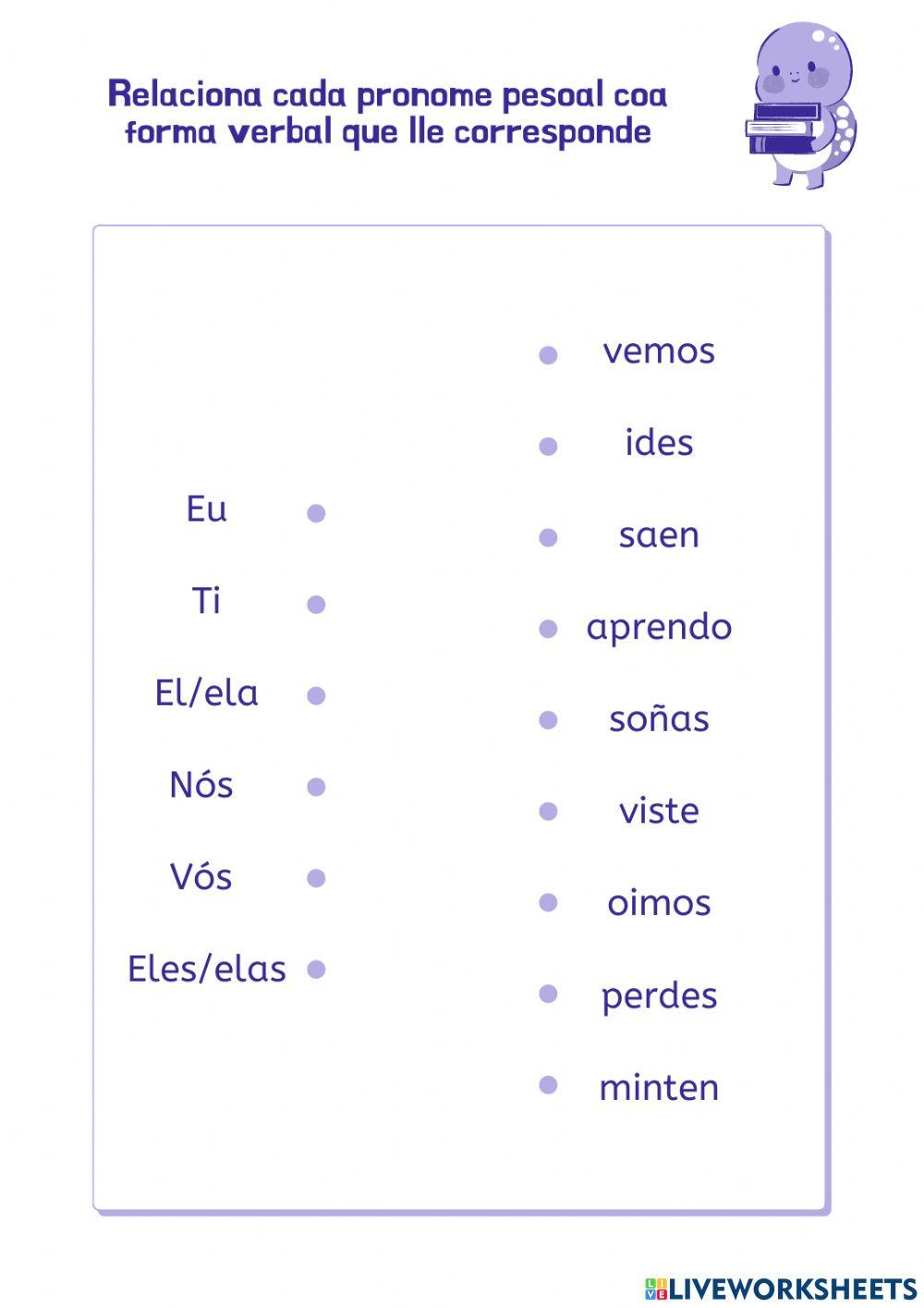 Pronomes persoais e verbos Pronomes persoais e verbos