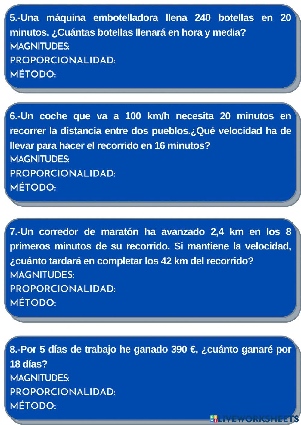 Problemas proporcionalidad