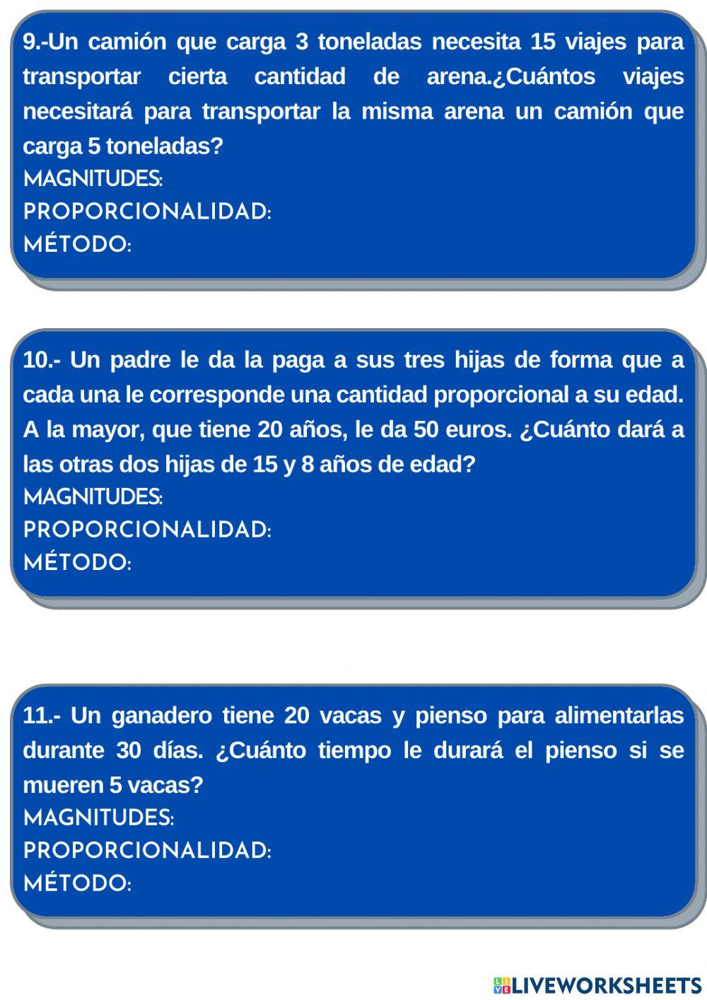 Problemas proporcionalidad