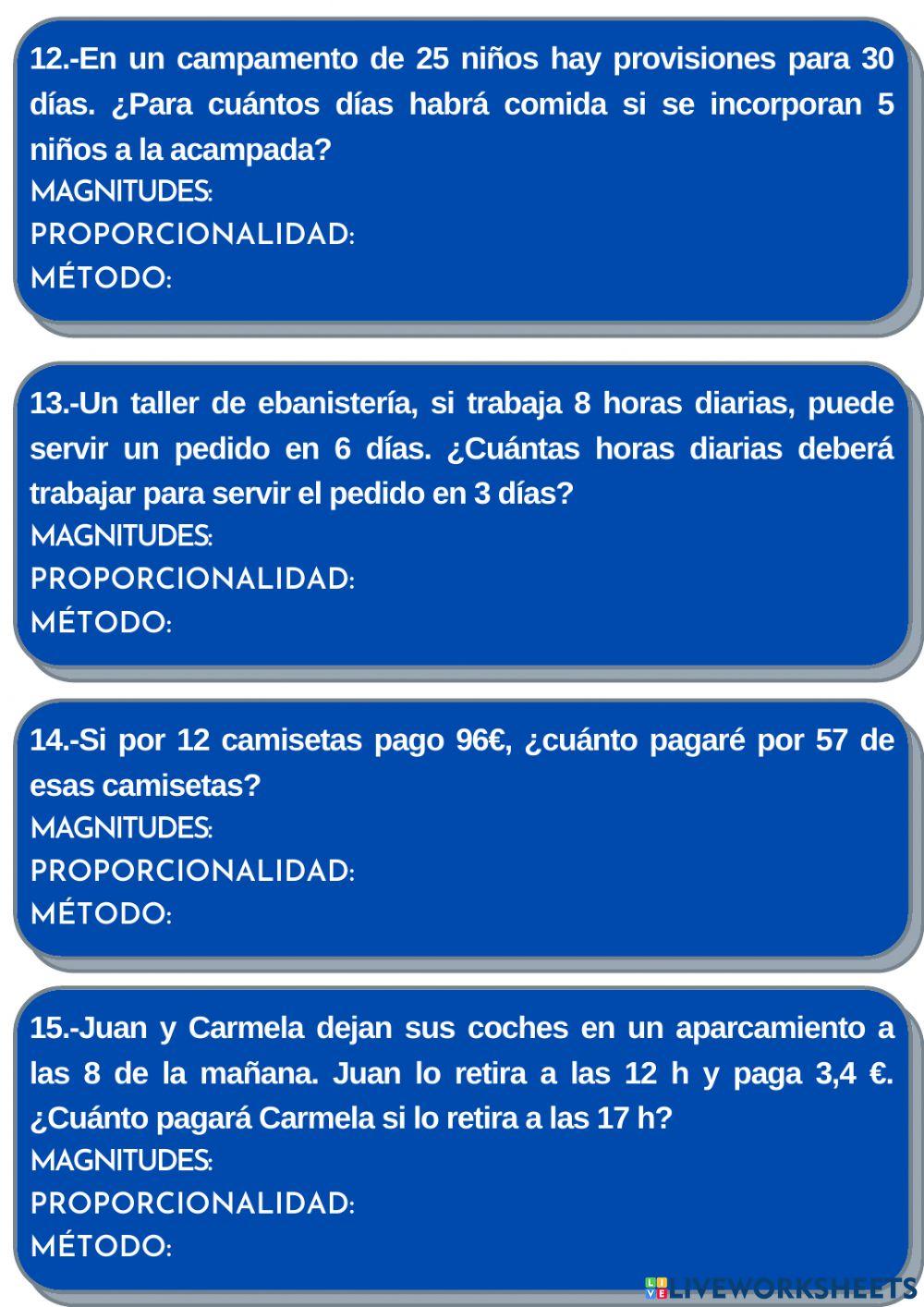 Problemas proporcionalidad