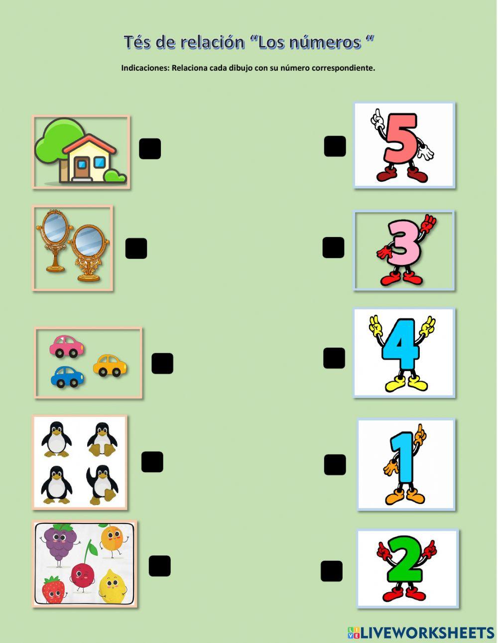 Tes de los números del 1 al 5