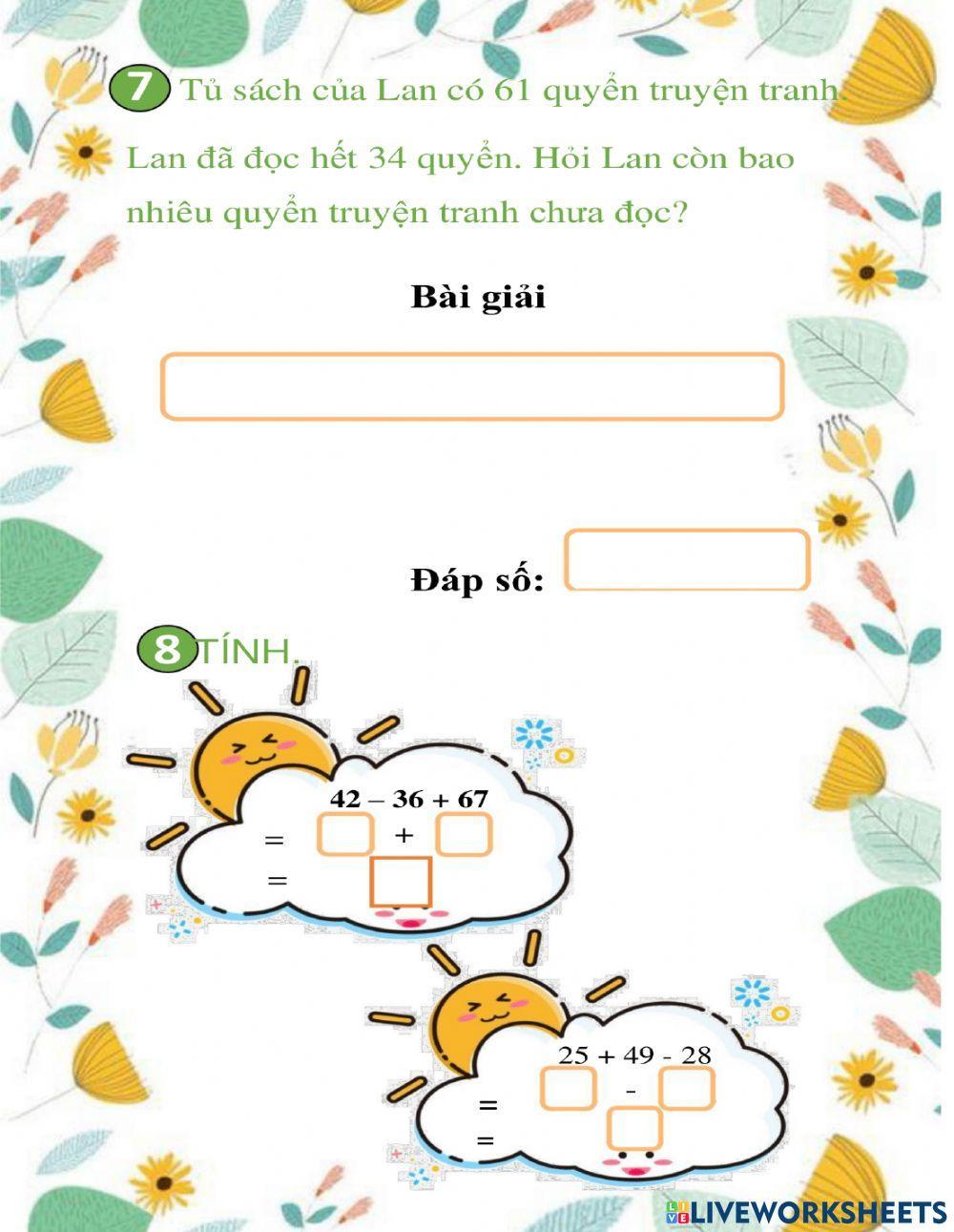 Phiếu toán cuối tuần 13