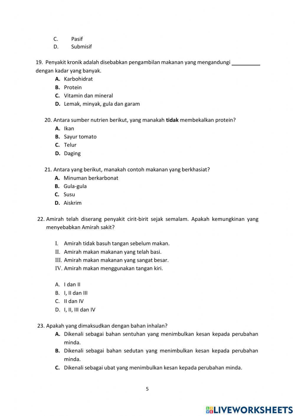 Penilaian sumatif pendidikan kesihatan tahun 6