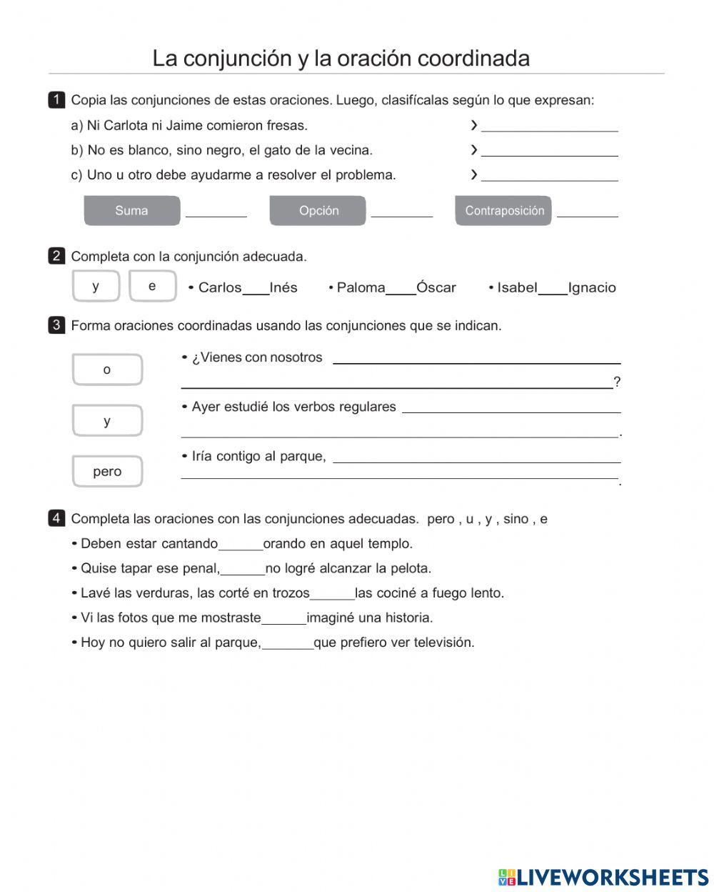 Oraciones coordinadas