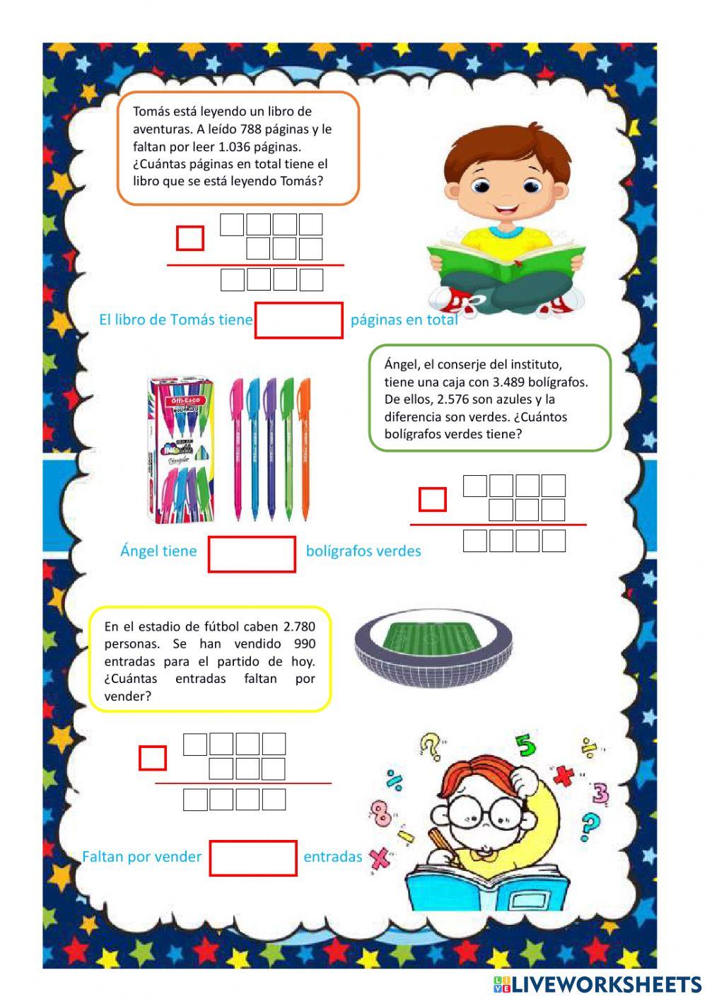 Problemas sumas y restas