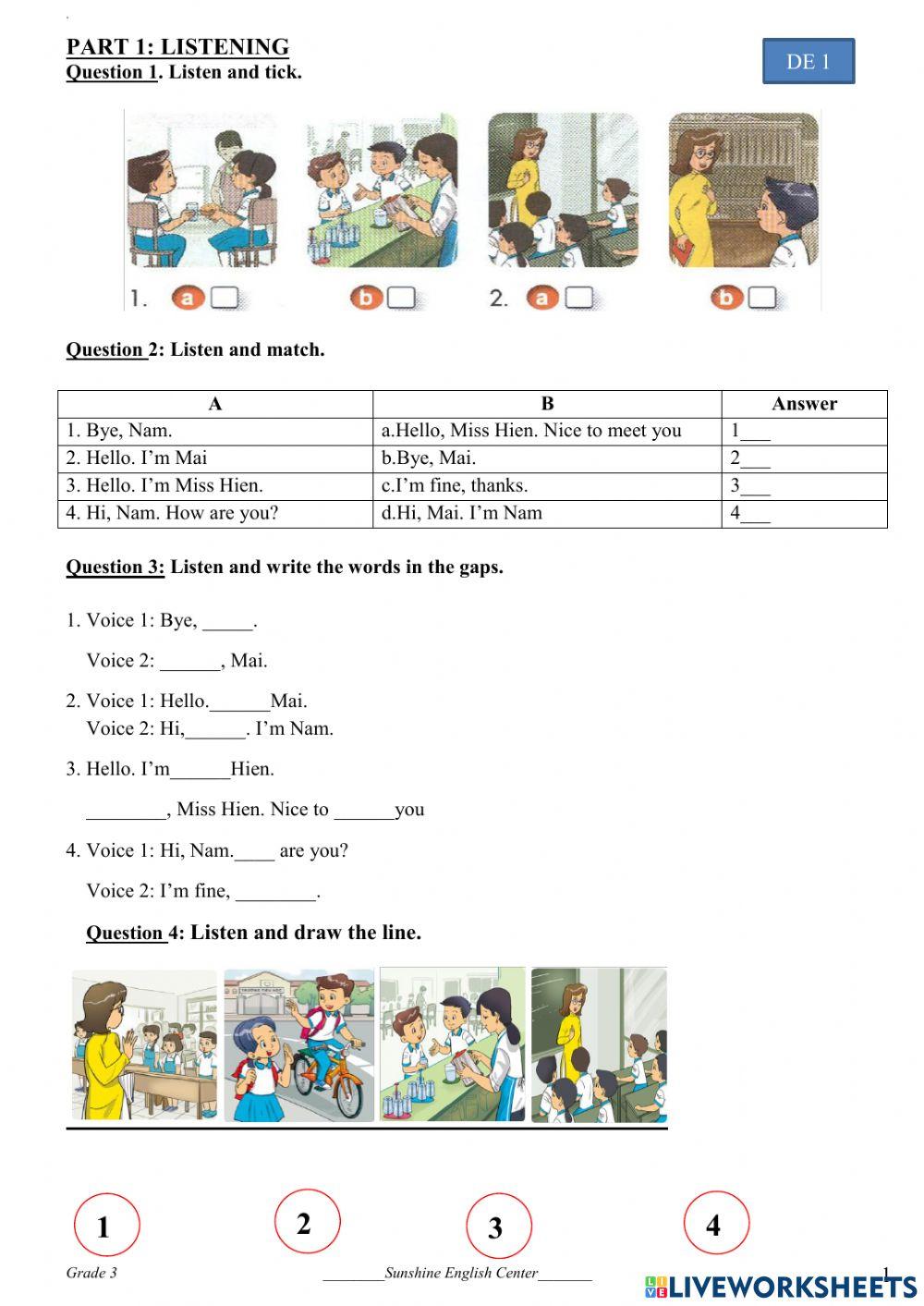 1694368 | English 3 unit 1 test 1 | hongphuongnt4