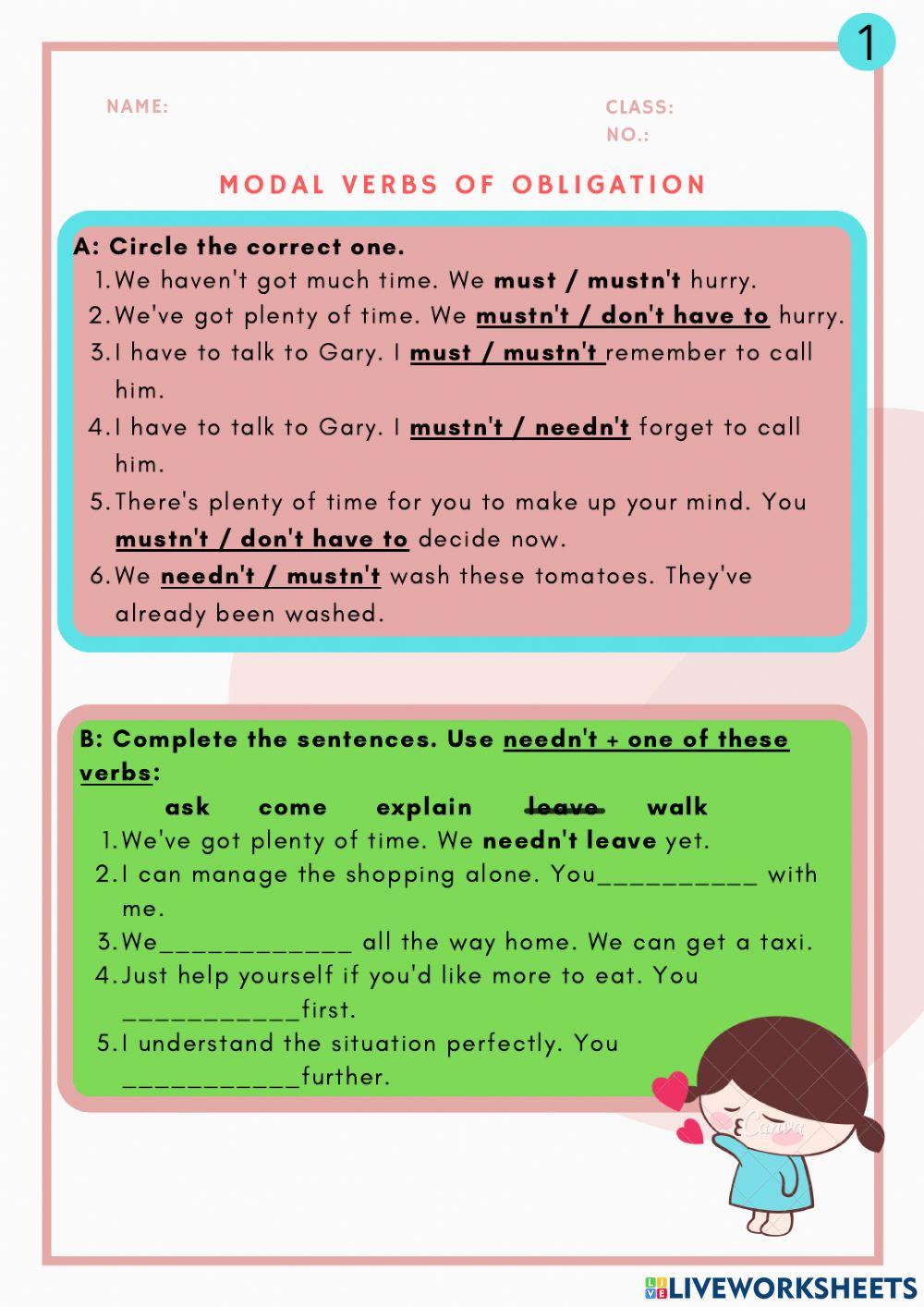 Modal verbs of obligation