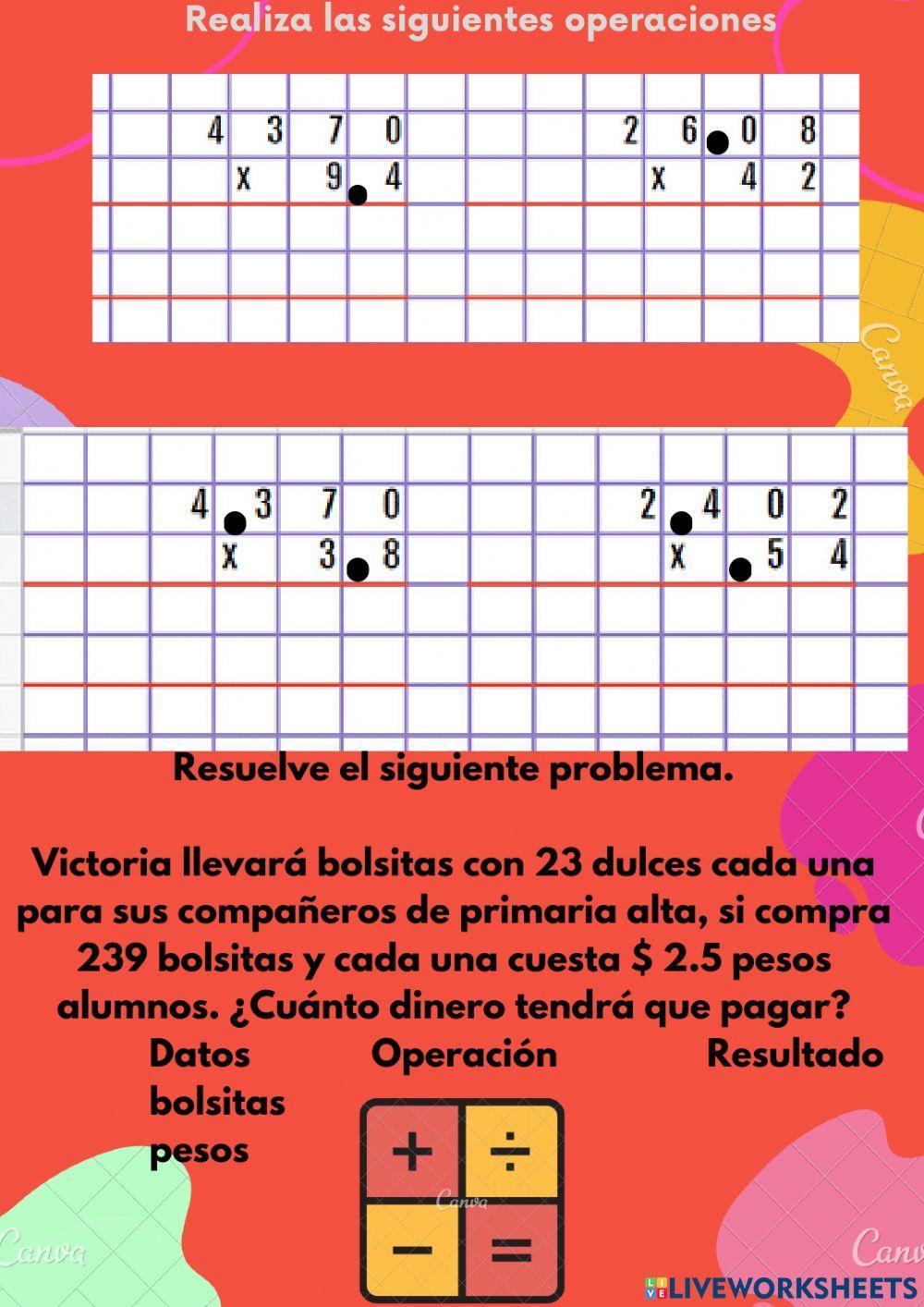 Multiplicaciones con punto decimal