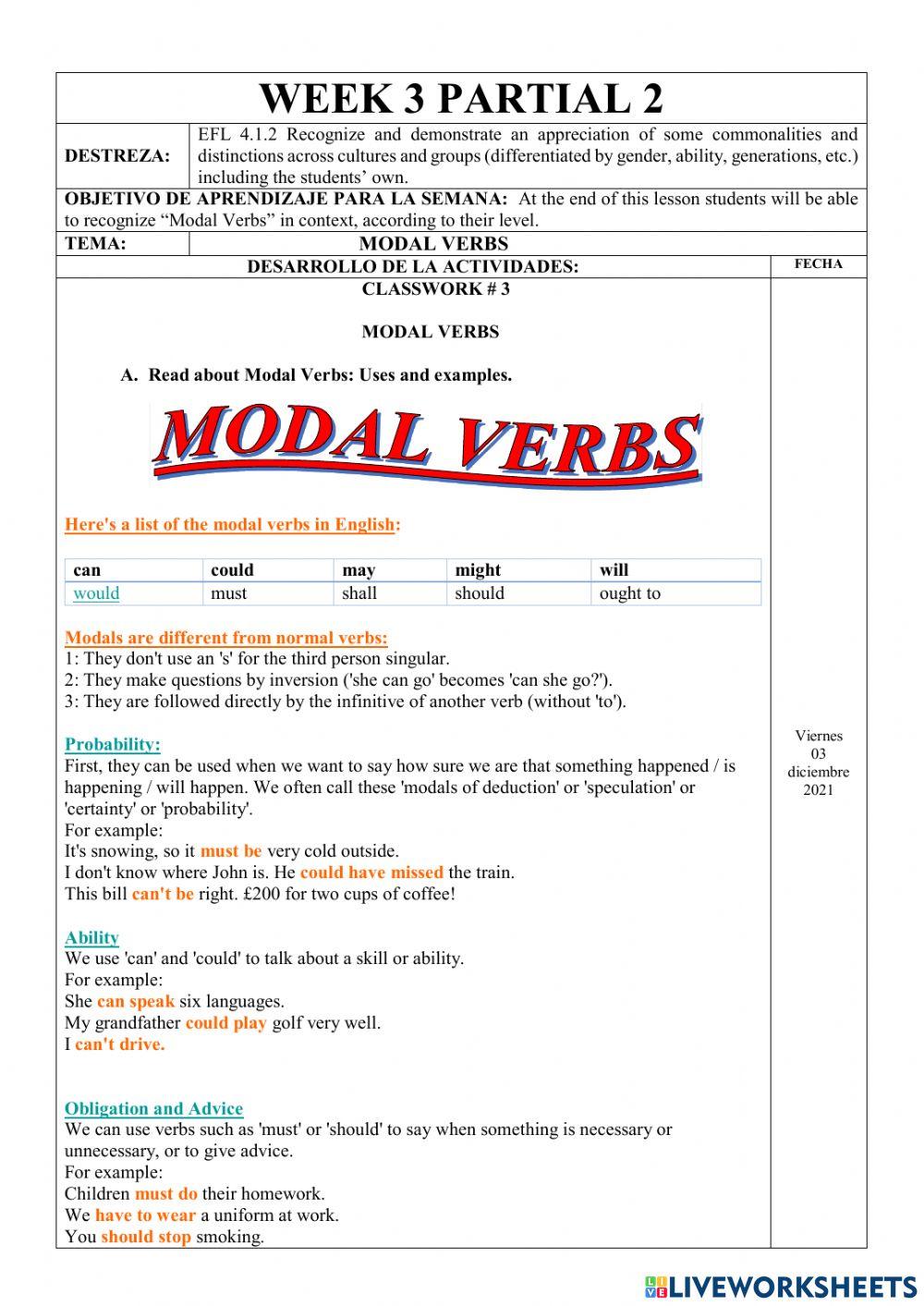 Ejercicios Online-Modals- 10th EGB