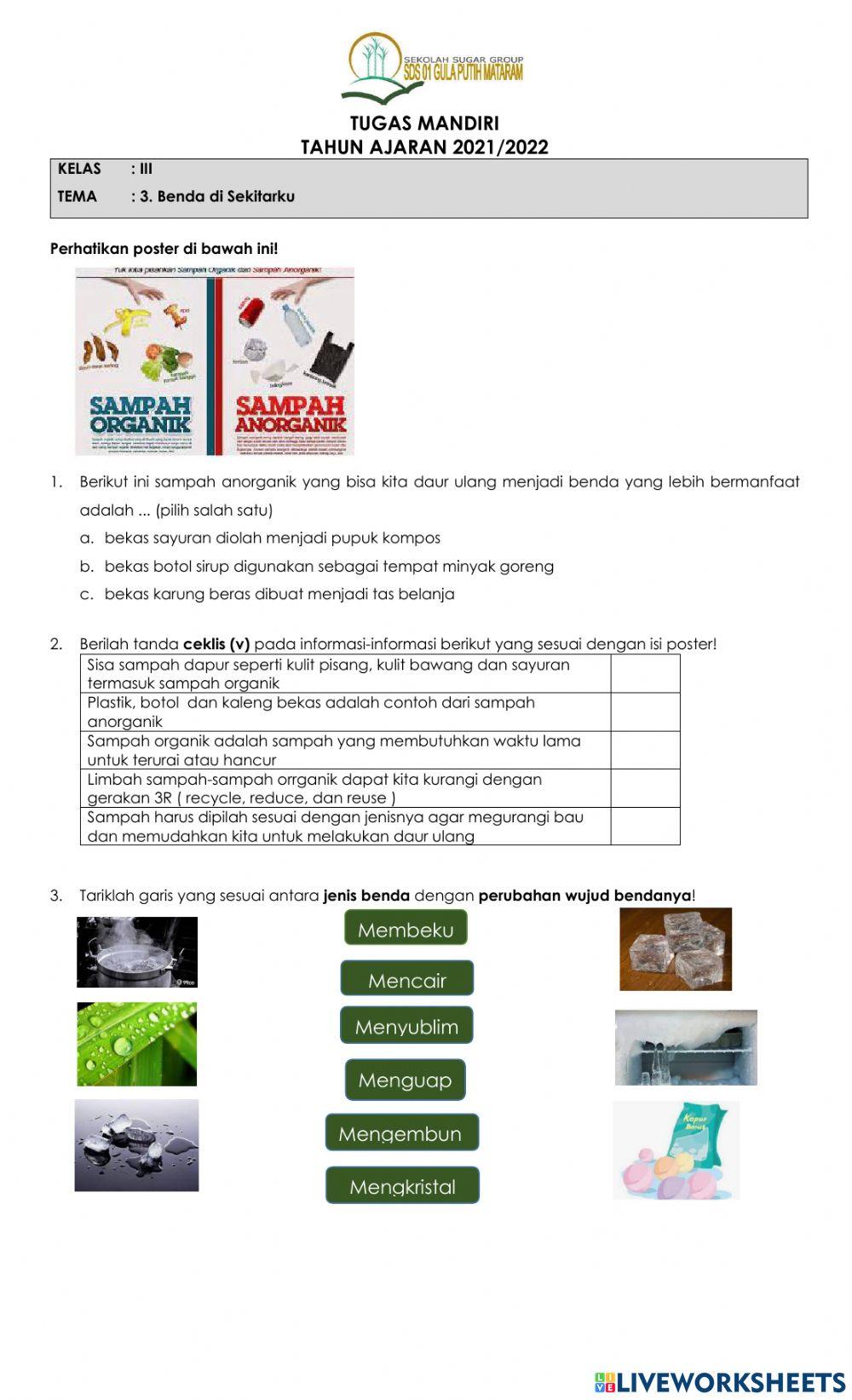 TUGAS MANDIRI KELAS III TEMA 3