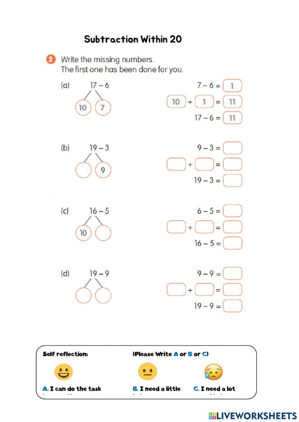 Addition and Subtraction within 20