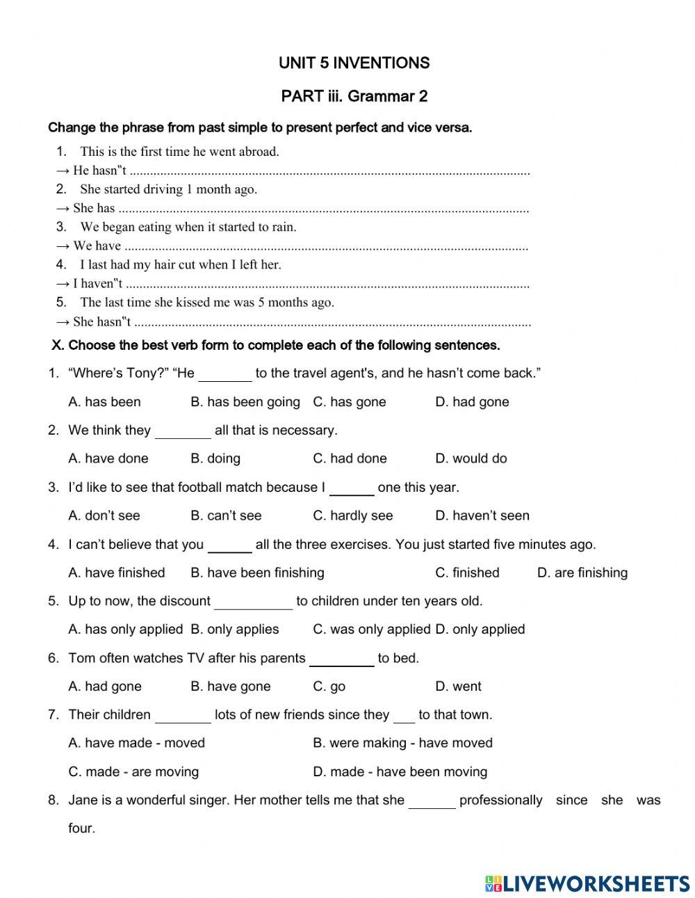 UNIT 5 INVENTIONS grammar 2