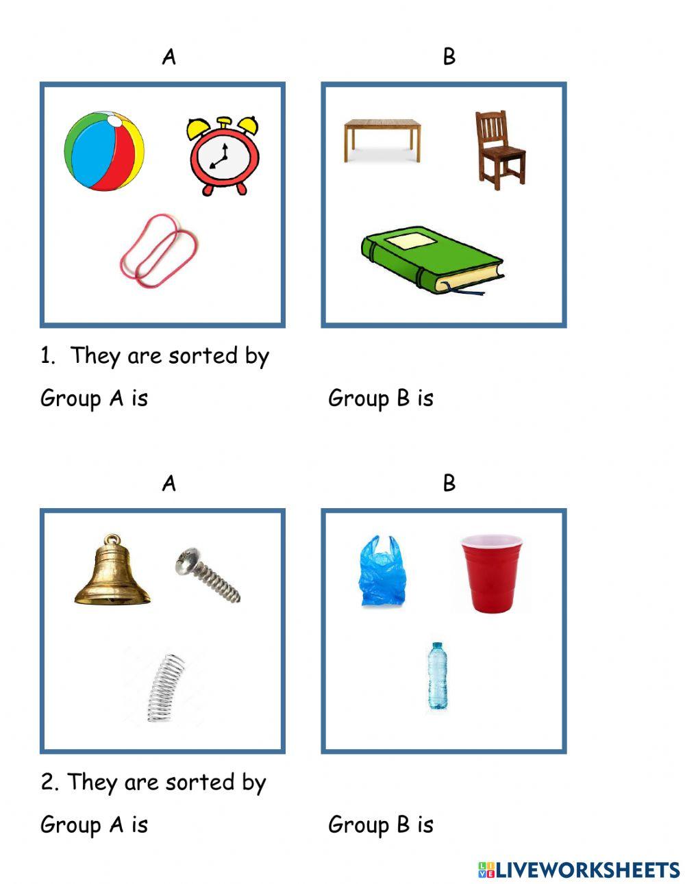 Sorting objects exercise live worksheets